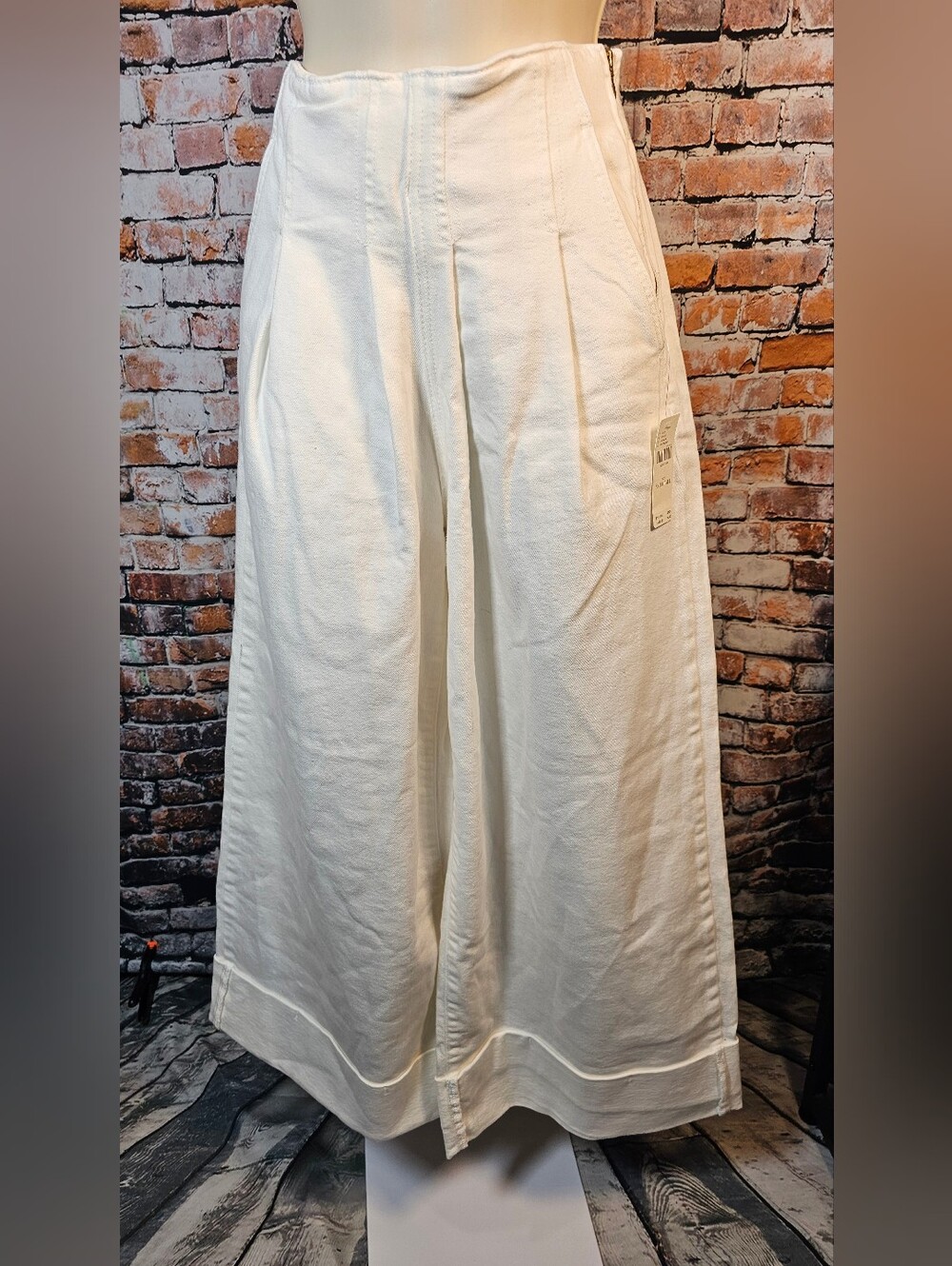 Maeve NWT High Rise Wide Leg Cropped Trouser Jeans White Ivory 24 Tall